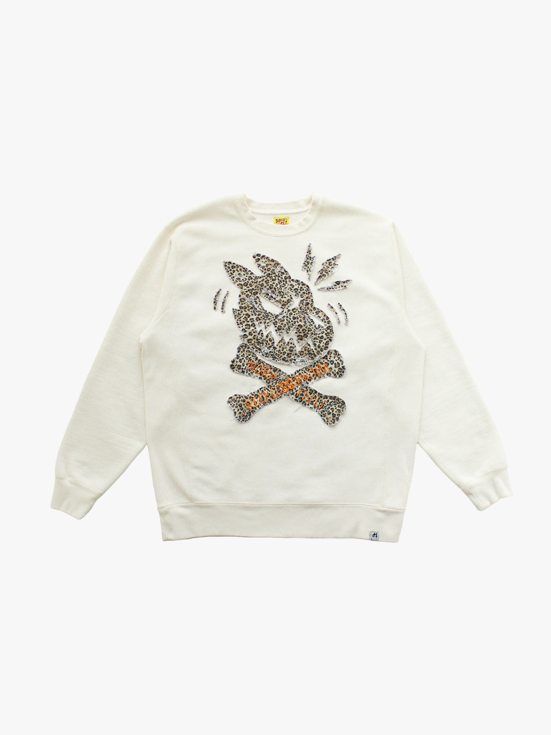 "LARGE" Leopard Print Skull Logo Crew Neck (Ivory)