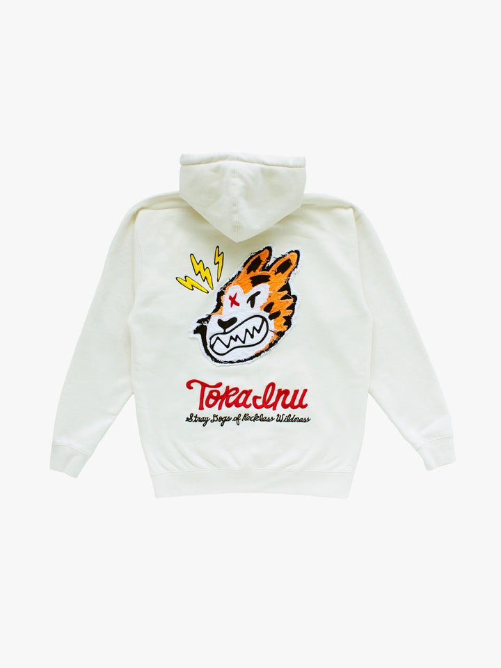 "MEDIUM" Tora Inu Torn Edge Hoodie (Ivory)