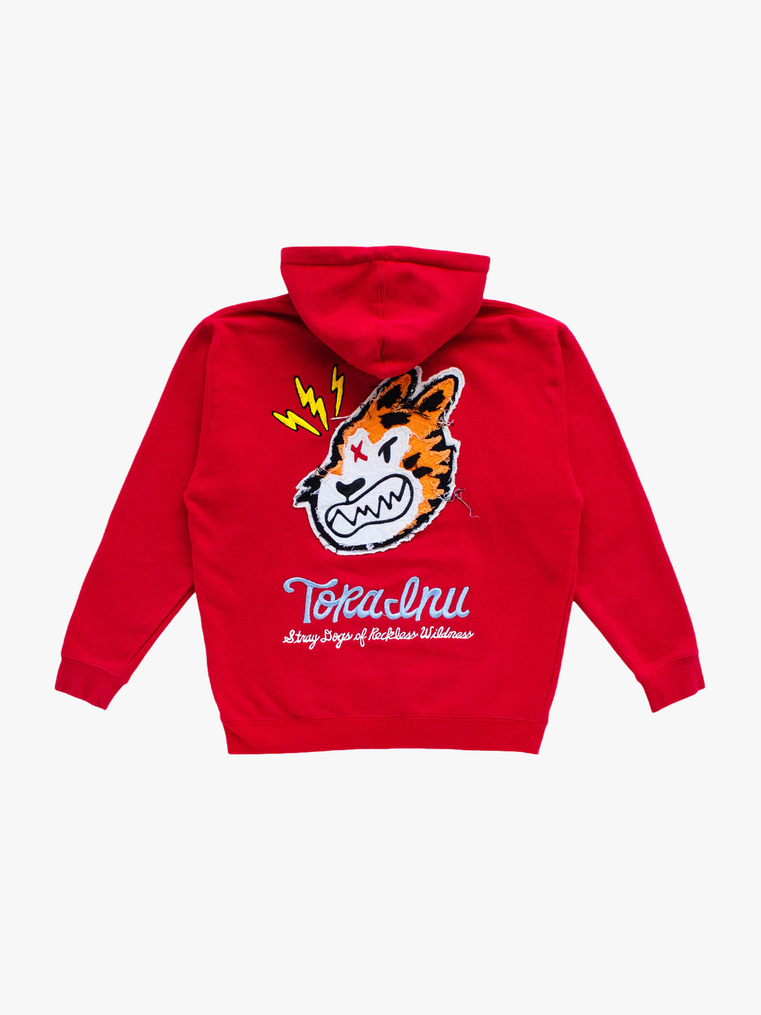 "MEDIUM" Tora Inu Torn Edge Hoodie(Red)