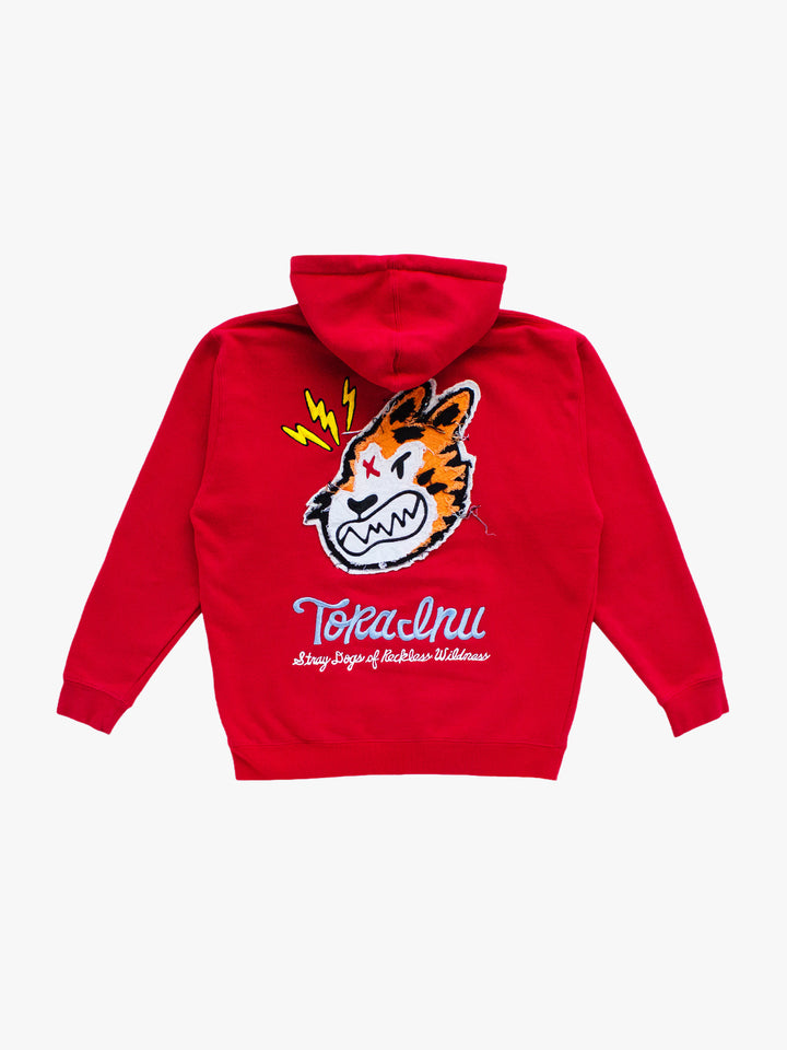 "MEDIUM" Tora Inu Torn Edge Hoodie(Red)