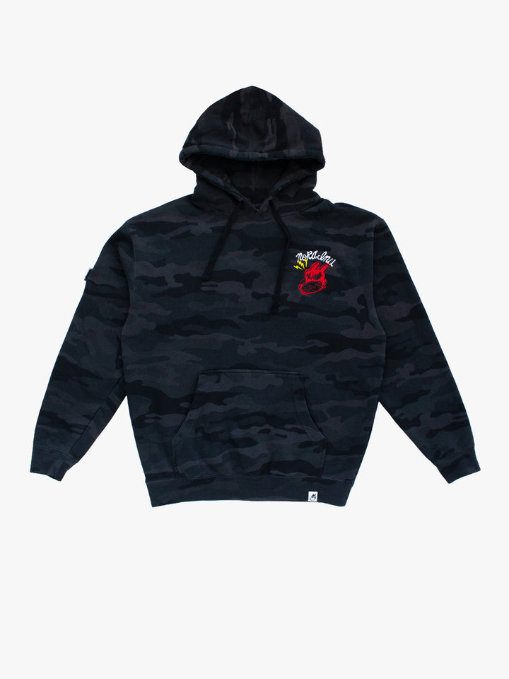 "MEDIUM" Torn Sketch Logo Hoodie (Black Camo)
