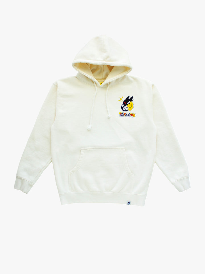 "MEDIUM" Inner Happiness Torn-Edge Hoodie (Ivory)