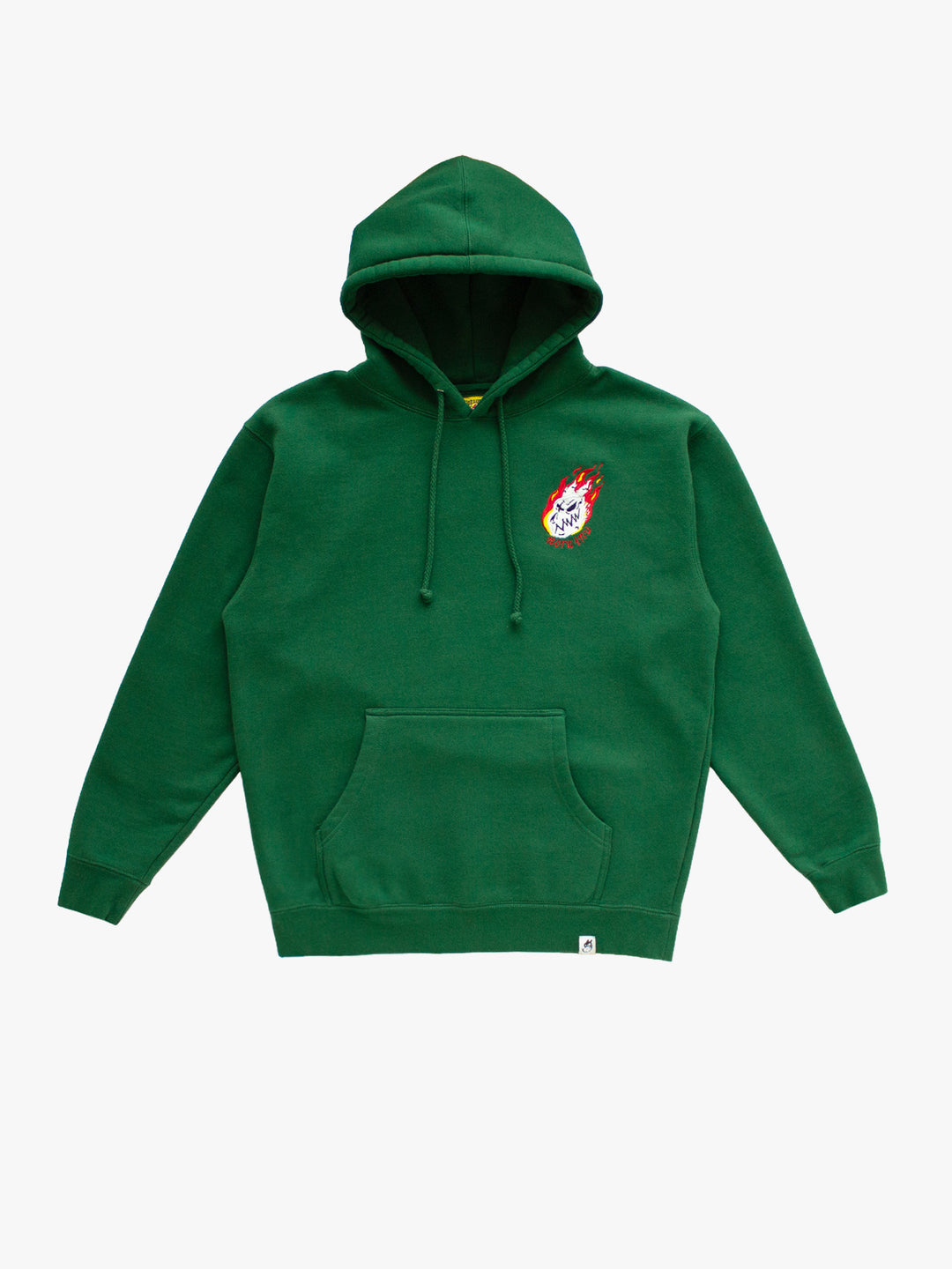 "MEDIUM" Burning Skull Logo Hoodie (Green)