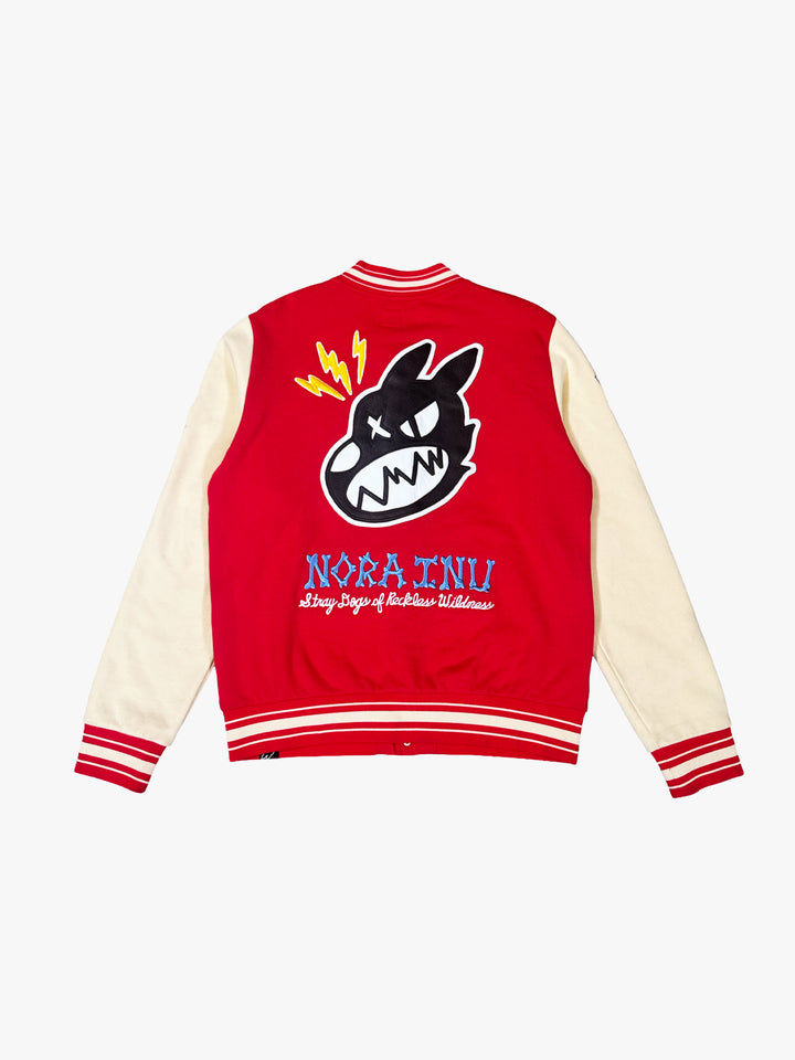 "MEDIUM" Dual Logo Letterman Jacket (Red)