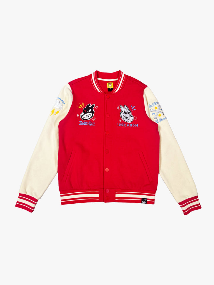"MEDIUM" Dual Logo Letterman Jacket (Red)