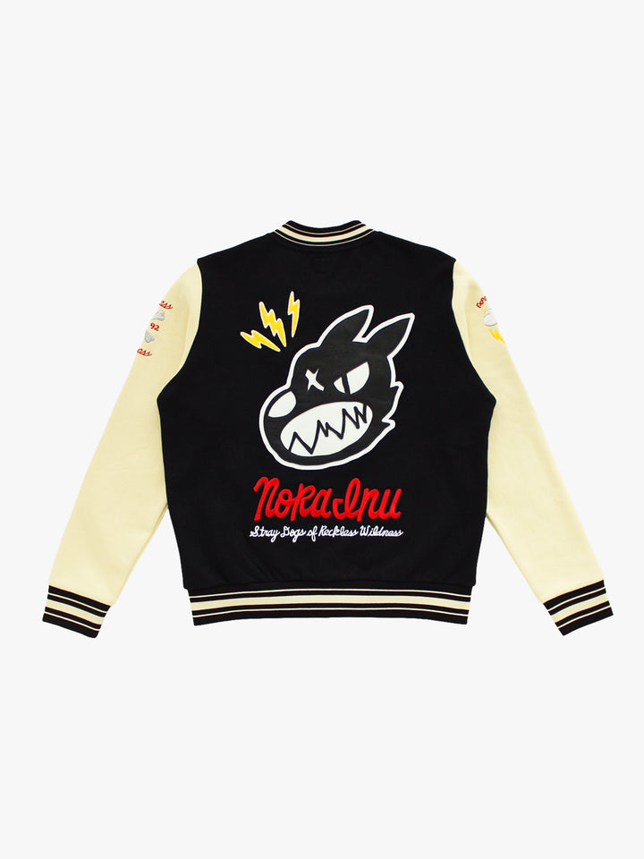 "LARGE" Dual Logo Letterman Jacket (Black)