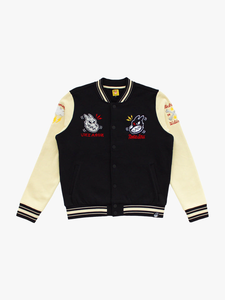 "LARGE" Dual Logo Letterman Jacket (Black)