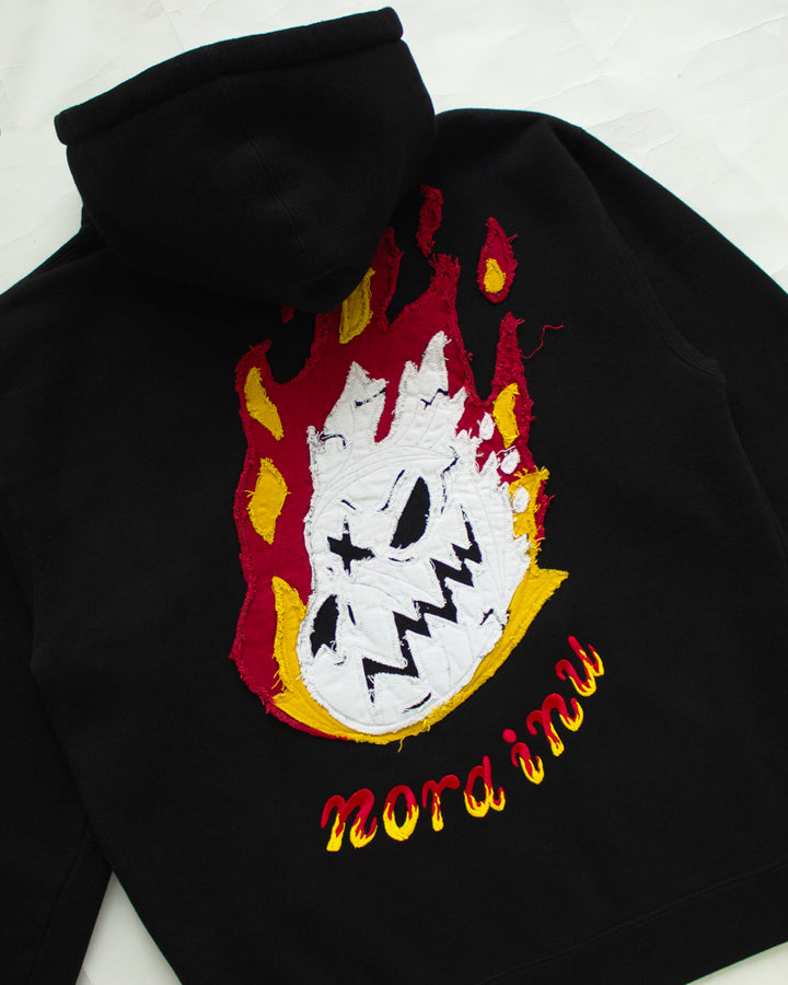 "MEDIUM" Burning Skull Logo Hoodie (Black)