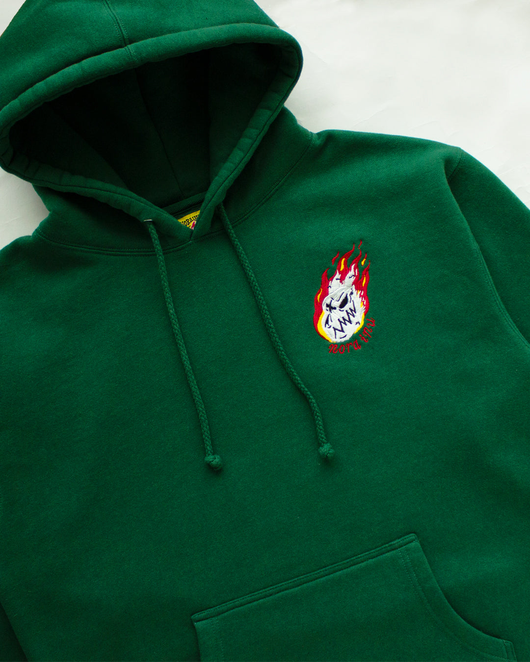 "MEDIUM" Burning Skull Logo Hoodie (Green)