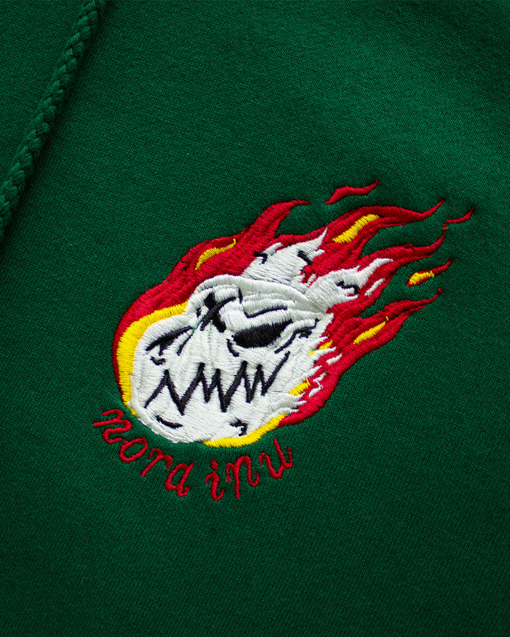 "MEDIUM" Burning Skull Logo Hoodie (Green)