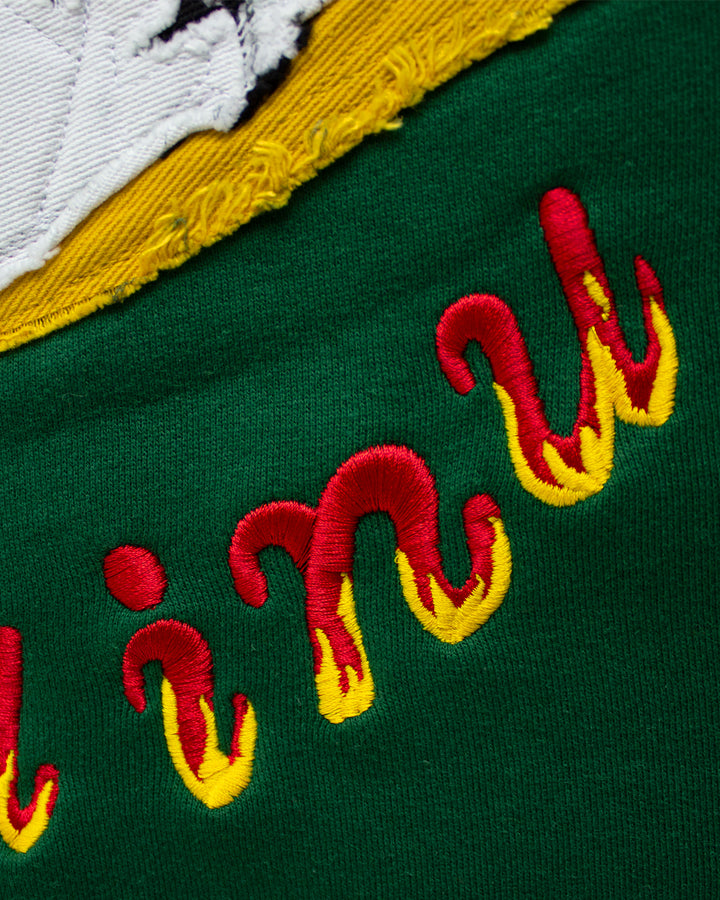 "MEDIUM" Burning Skull Logo Hoodie (Green)