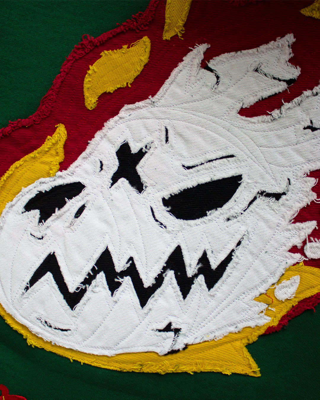 "MEDIUM" Burning Skull Logo Hoodie (Green)
