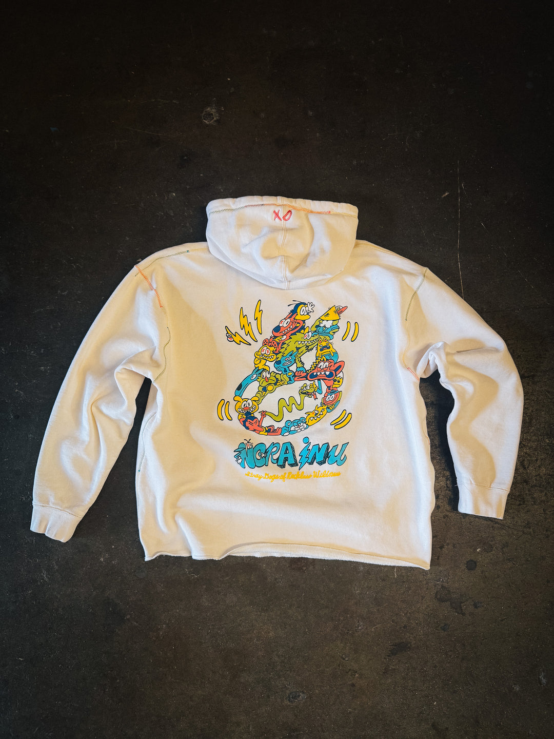 Remixed "XL" Cartoon Collage Logo Hoodie (Cream)