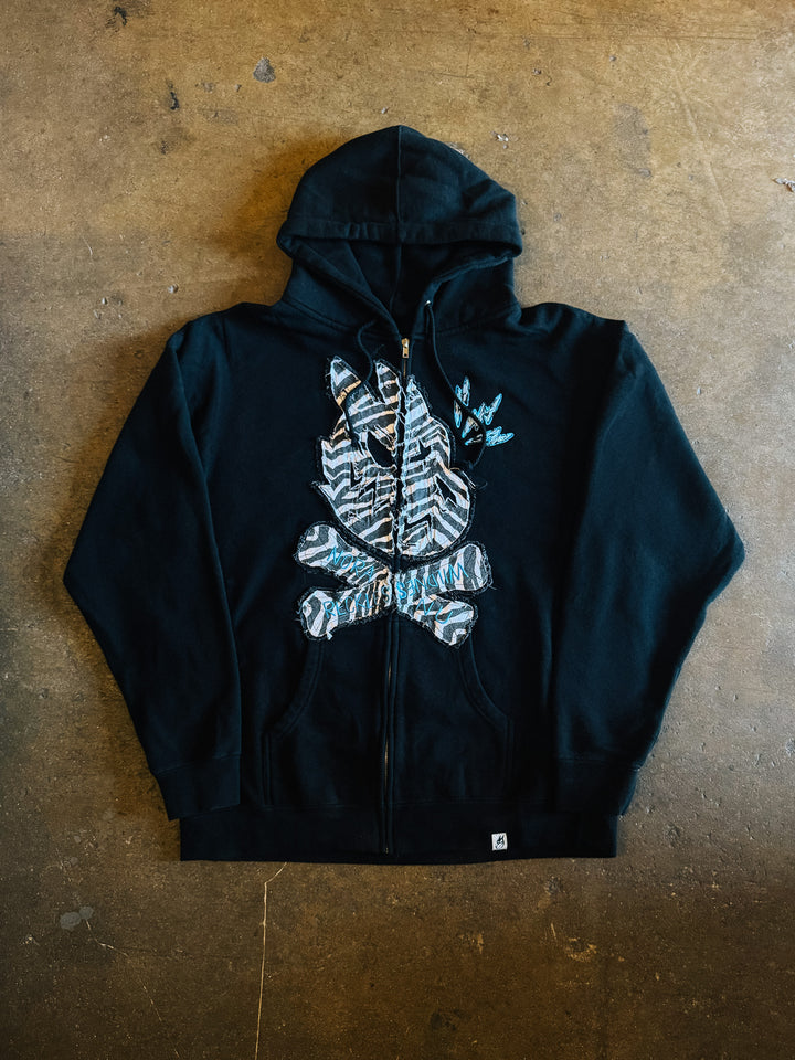 "2XL" Zebra Skull Logo Zip Hoodie (Black)