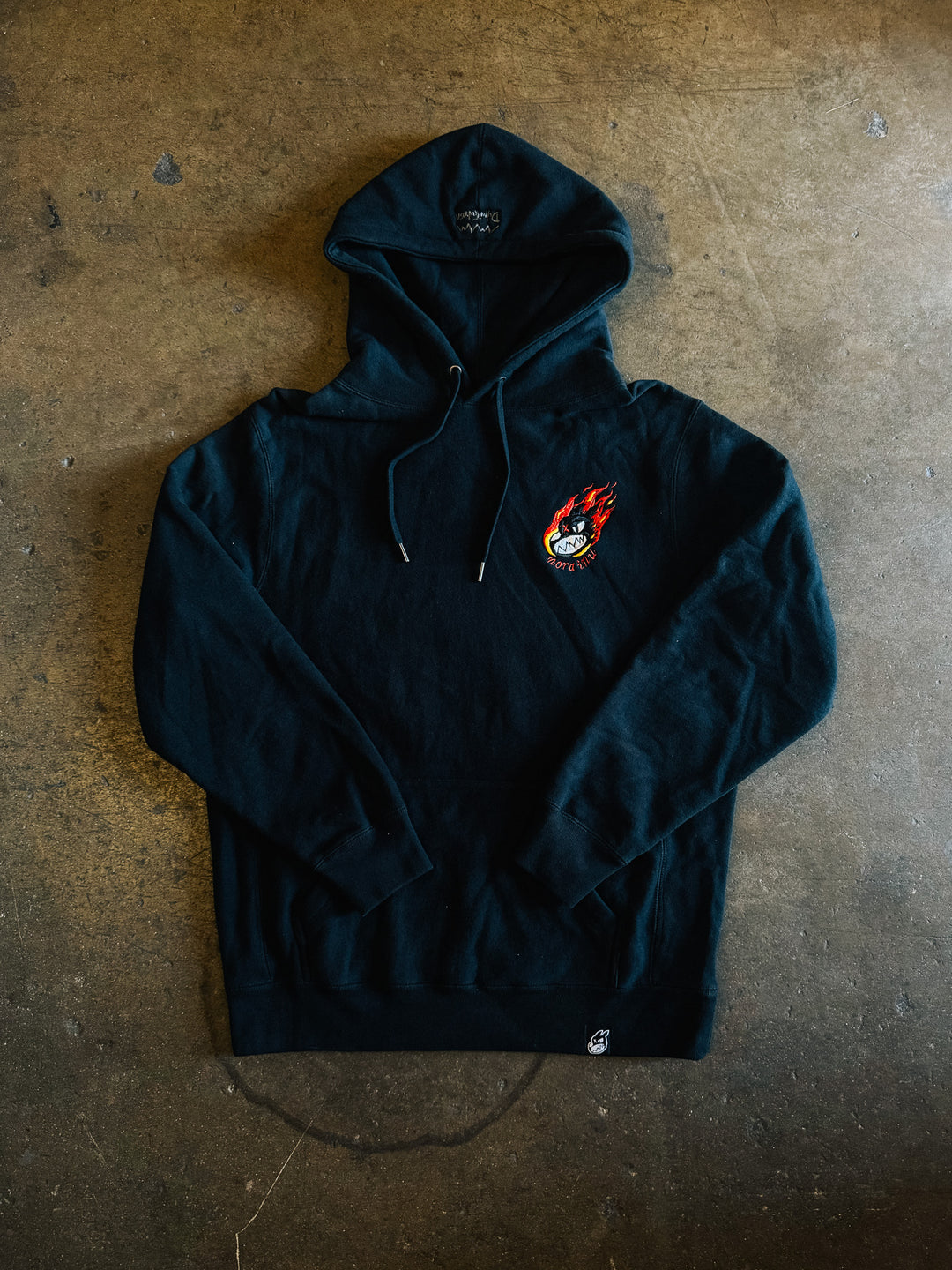 "LARGE" Burning Logo Cross-Grain 13.5oz Hoodie (Black)