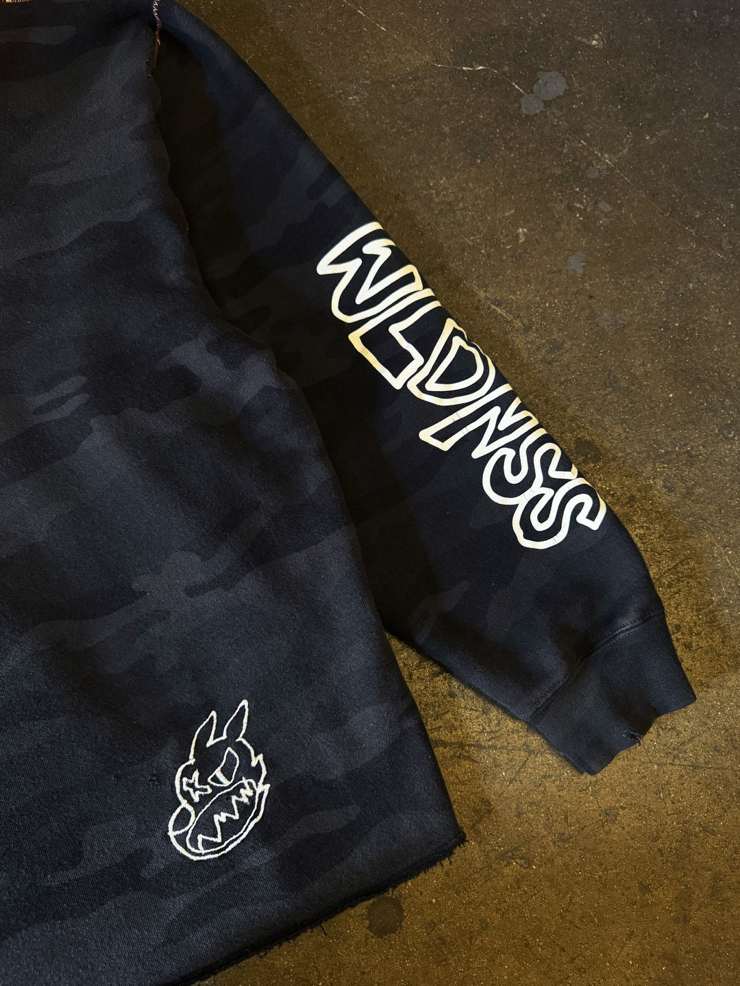 Cropped "XL" Red X Hoodie (Black Camo)