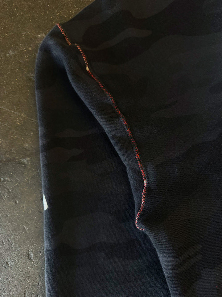 Cropped "XL" Red X Hoodie (Black Camo)