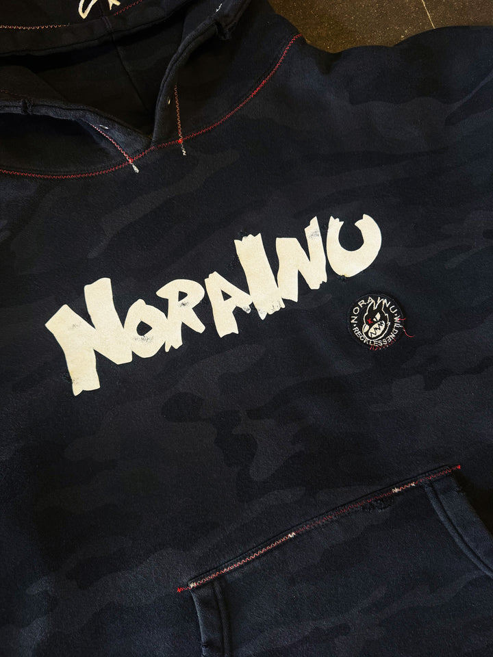 Cropped "XL" Red X Hoodie (Black Camo)