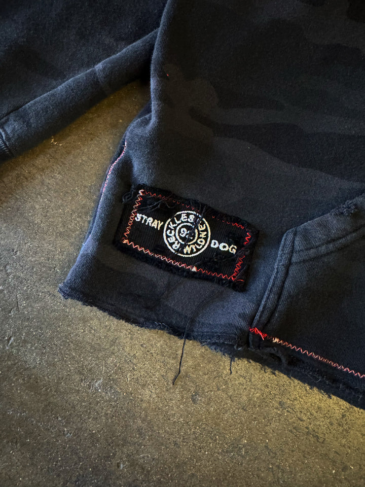 Cropped "XL" Red X Hoodie (Black Camo)
