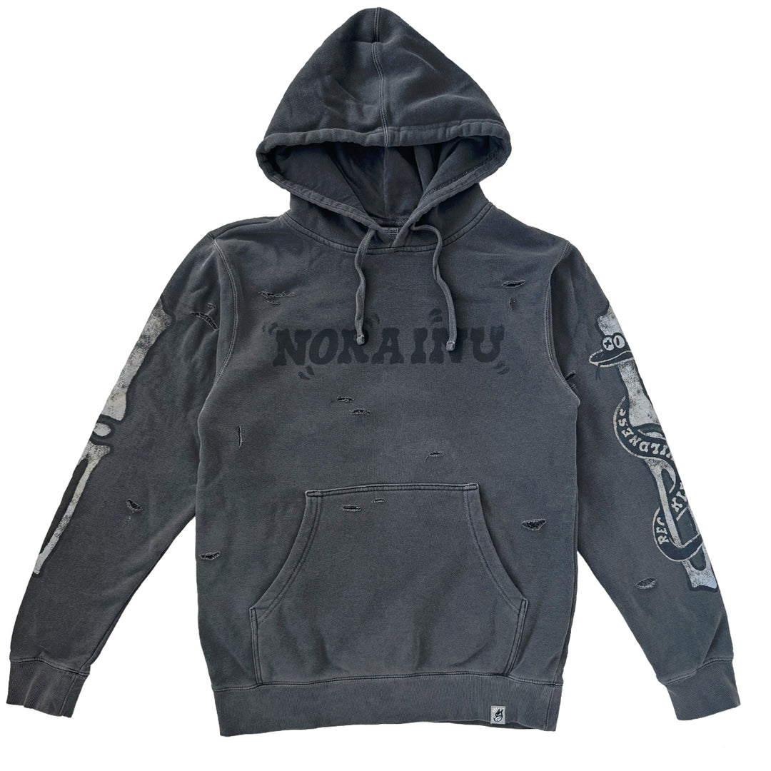"MEDIUM" Skull and Bones Hoodie (Torn)