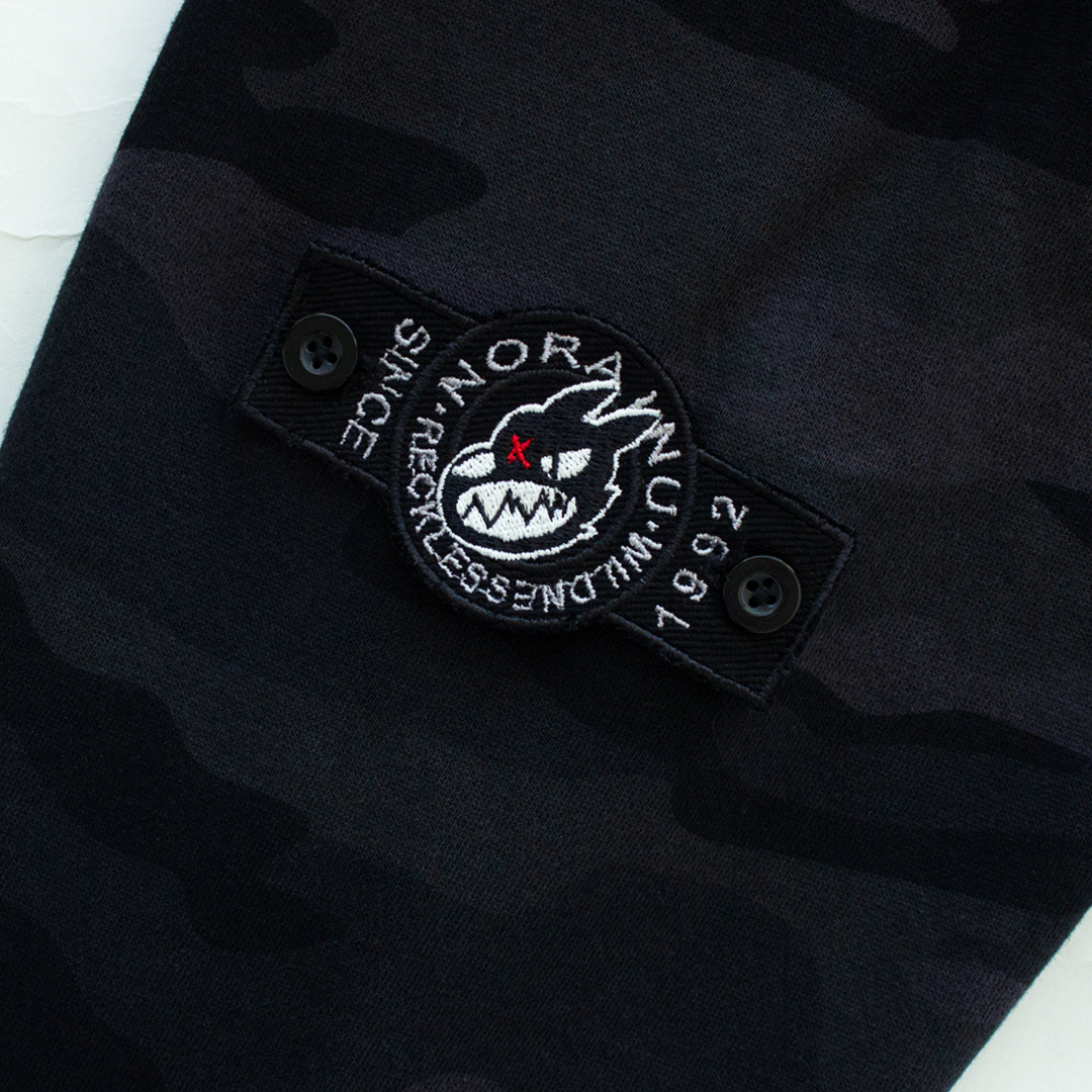 "MEDIUM" Torn Sketch Logo Hoodie (Black Camo)
