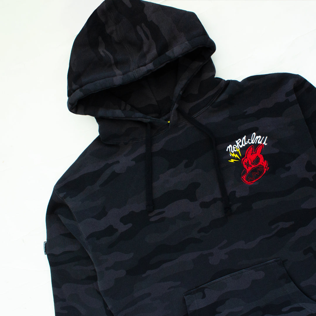 "MEDIUM" Torn Sketch Logo Hoodie (Black Camo)