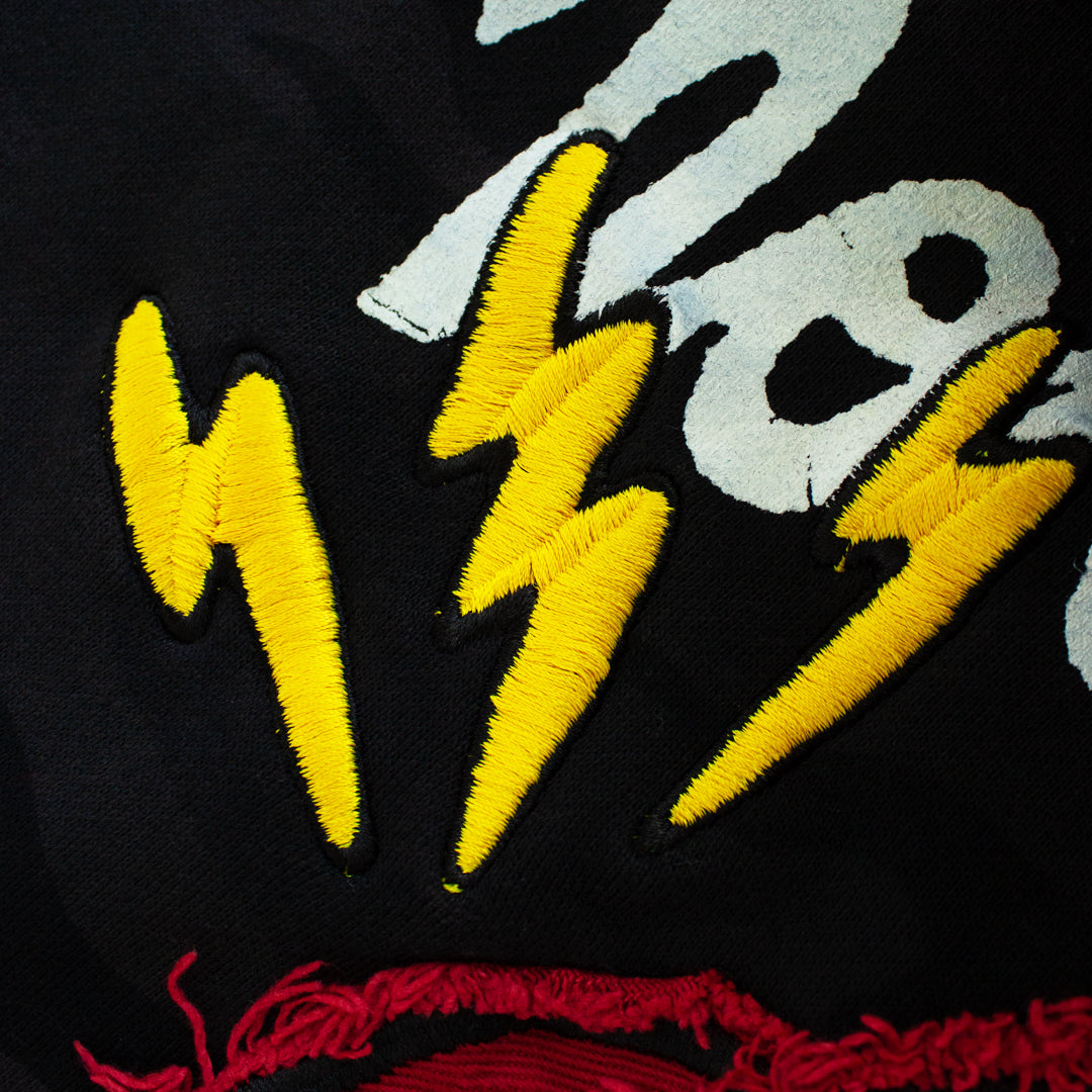 "MEDIUM" Torn Sketch Logo Hoodie (Black Camo)