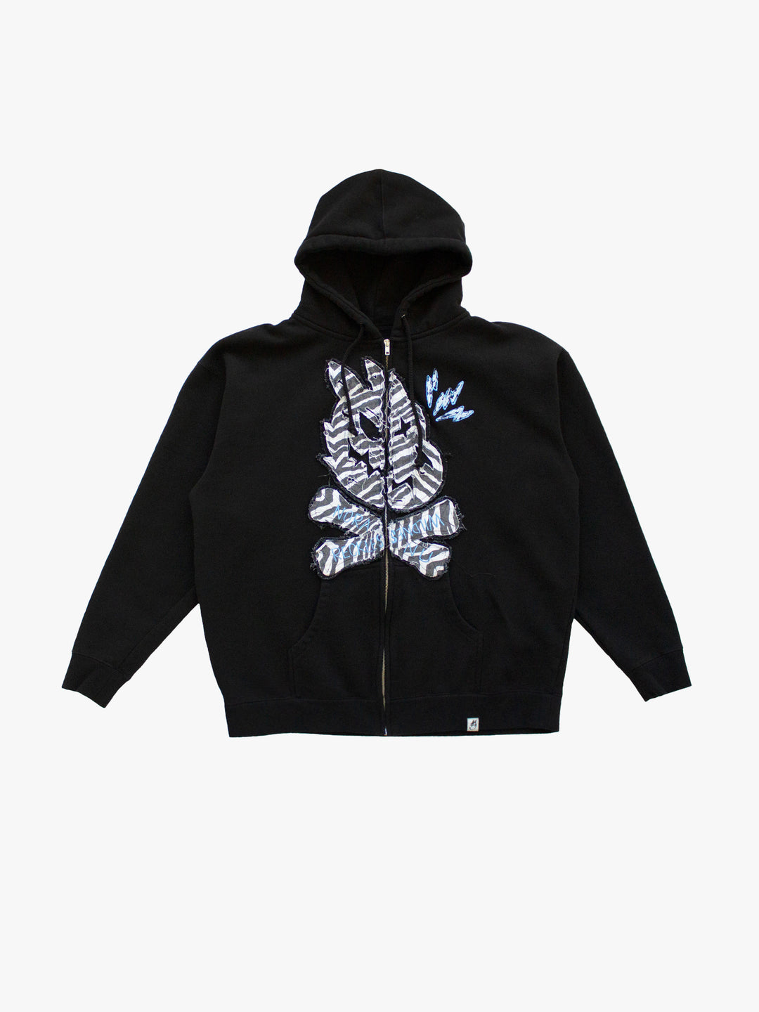 "2XL" Zebra Skull Logo Zip Hoodie (Black)
