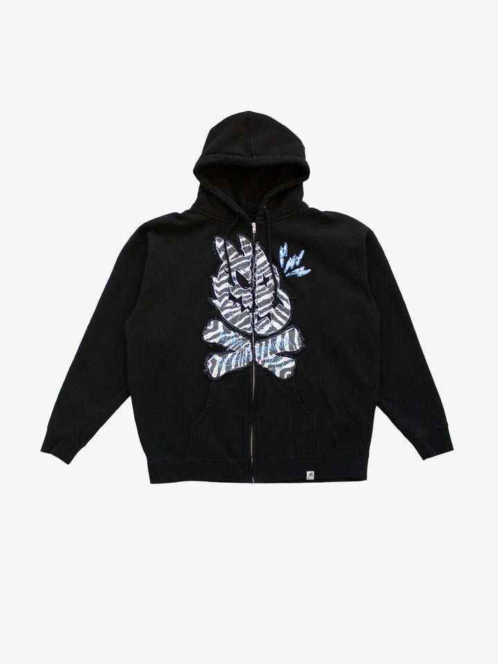 "2XL" Zebra Skull Logo Zip Hoodie (Black)
