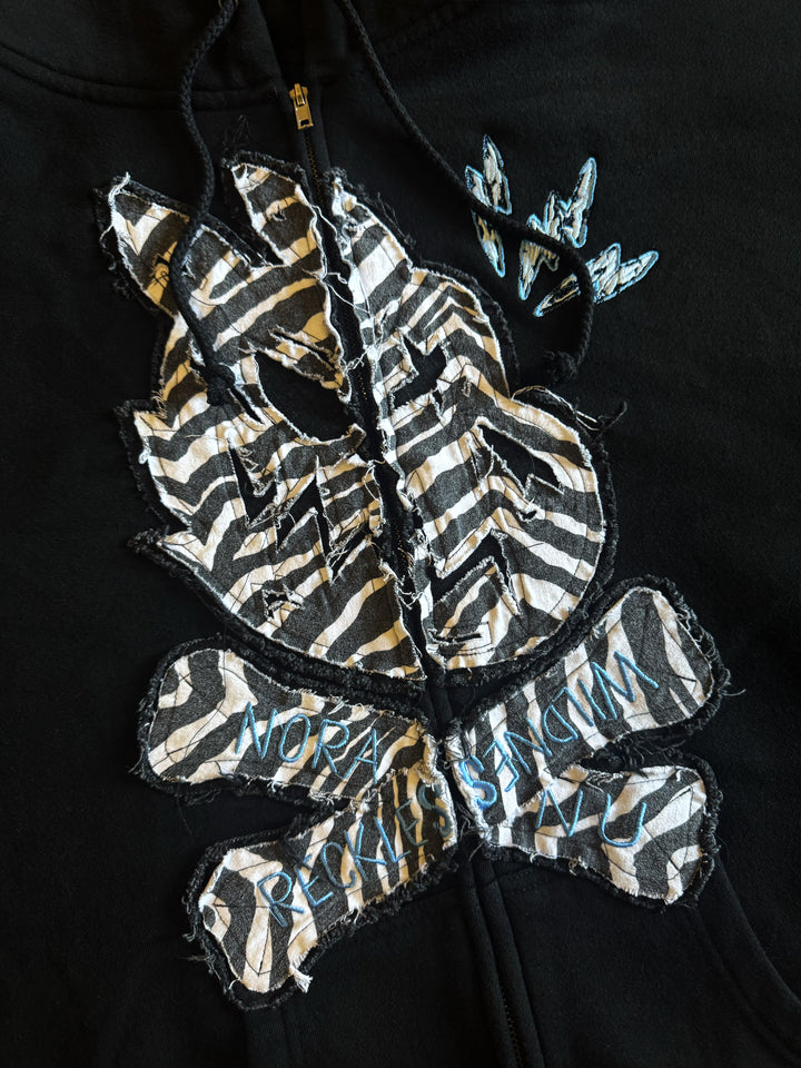 "2XL" Zebra Skull Logo Zip Hoodie (Black)